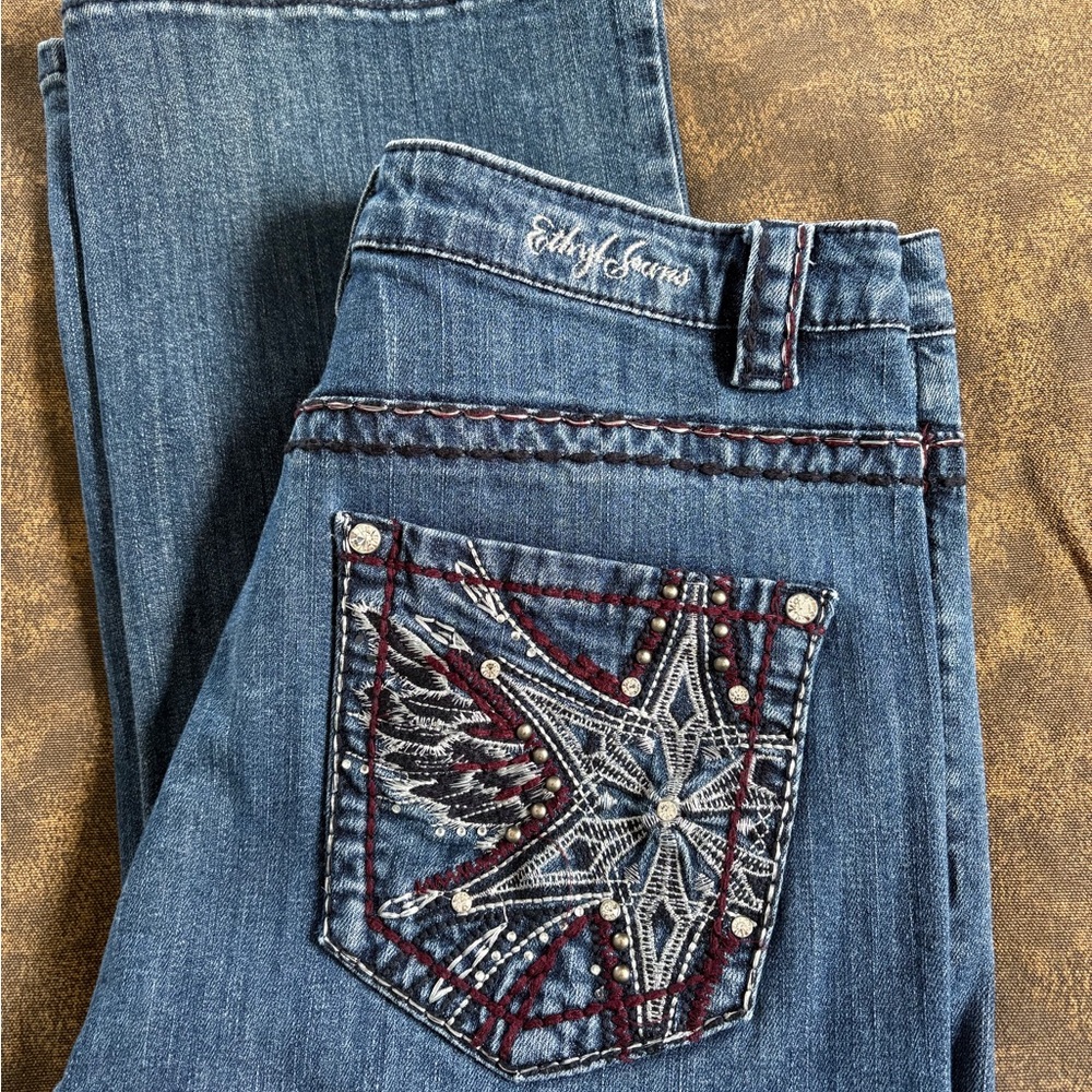 Ethyl jeans, comfortable, cotton & spandex, size 10 with 32” inseam